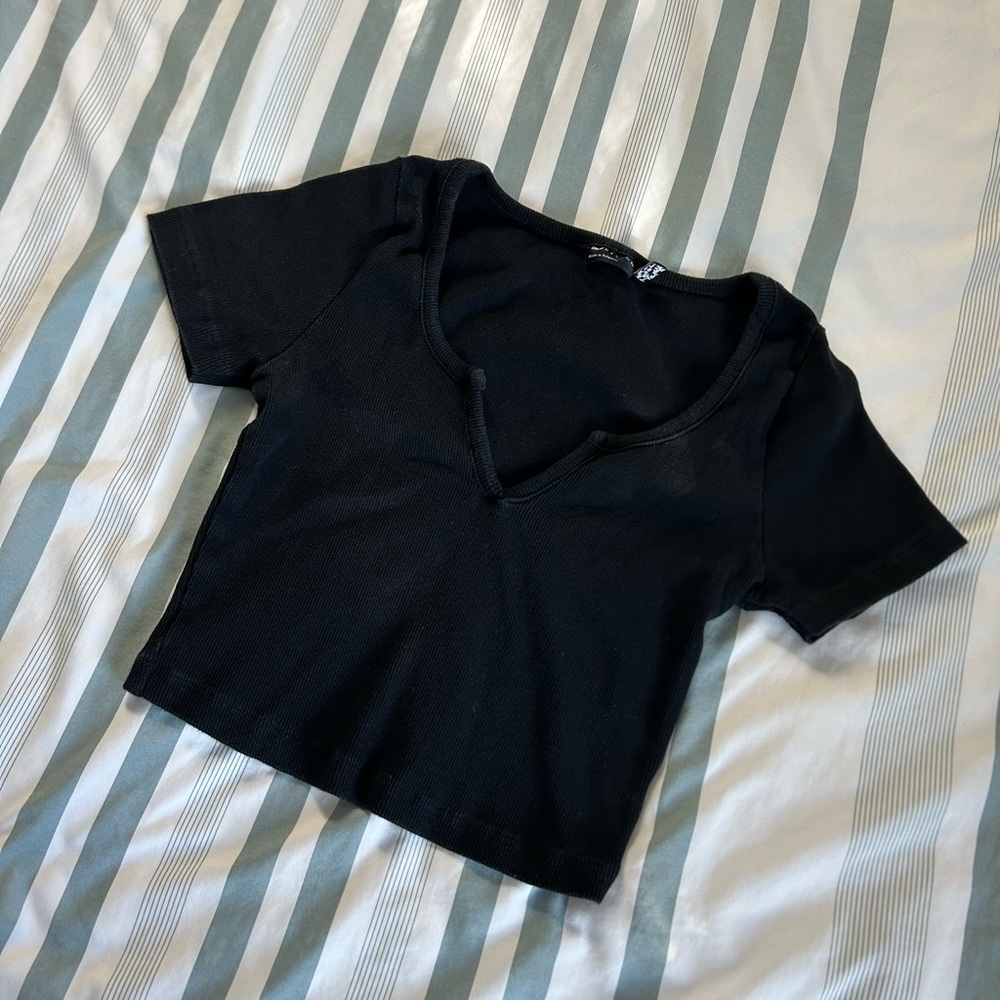 ASOS black notch neck crop top